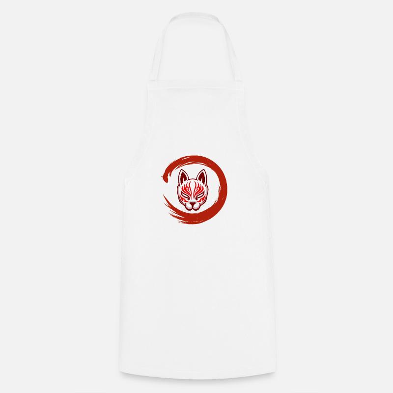 Red Circle Samurai Maske - Kochschürze - Weiß