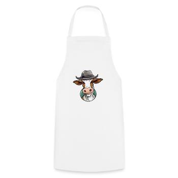 Kija the cow - Cooking Apron - white - Front - AI Model Male 185 dark (185cm)