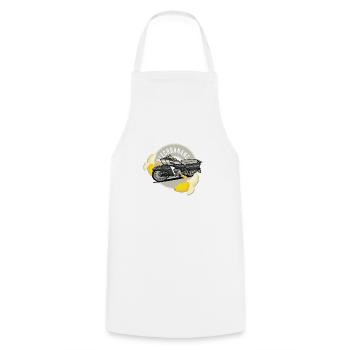 Tin banana // Illustration - Cooking Apron - white - Front - AI Model Male 185 dark (185cm)