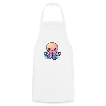 Bébé Poulpe Kraken - Tablier de cuisine - blanc - Devant - AI Model Male 185 dark (185cm)