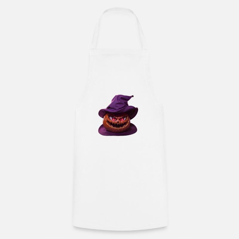 Wicked Hat Pumpkin with a charming smile 😈 - Cooking Apron - white