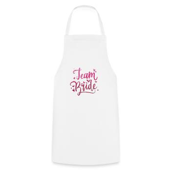 Team Bride en rose pailleté pour votre enterrement de vie de garçon - Tablier de cuisine - blanc - Devant - AI Model Male 185 dark (185cm)