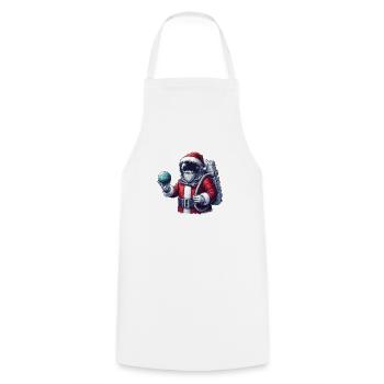 Idée cadeau Père Noël astronaute - Tablier de cuisine - blanc - Devant - AI Model Male 185 dark (185cm)