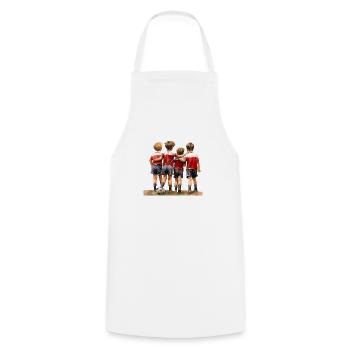 Four friends playing football - Cooking Apron - white - Front - AI Model Male 185 dark (185cm)