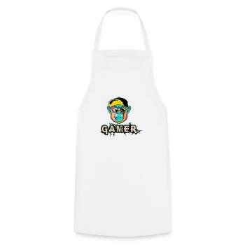 Gamer, Games, Gaming - Cooking Apron - white - Front - AI Model Male 185 dark (185cm)