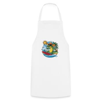 Funny cool alligator surfs - Cooking Apron - white - Front - AI Model Male 185 dark (185cm)