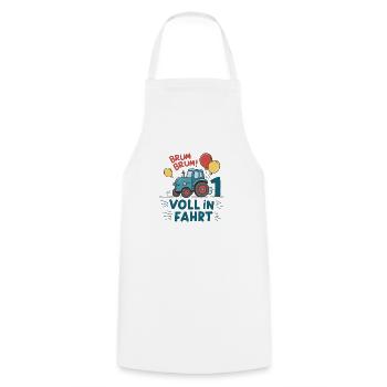 Cool Tractor 1st Birthday: Best Selling Gift! - Cooking Apron - white - Front - AI Model Male 185 dark (185cm)