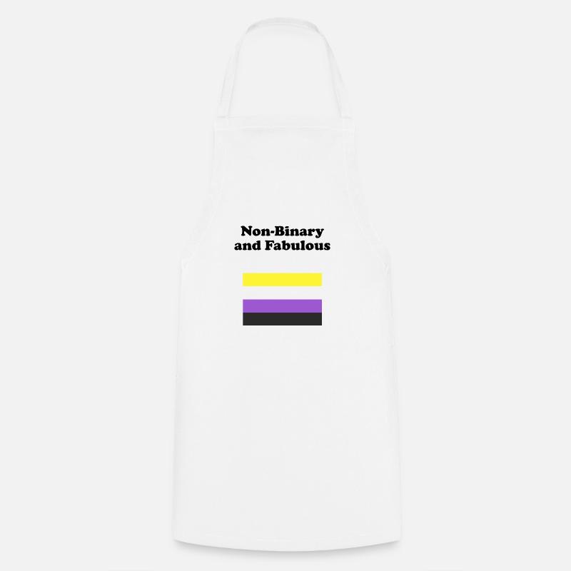 Non Binary and Fabulous - Cooking Apron - white