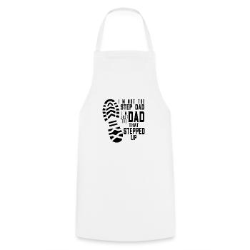 Stepped Up Dad | The Real Hero - Cooking Apron - white - Front - AI Model Male 185 dark (185cm)