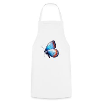 Blue Butterfly - Cooking Apron - white - Front - AI Model Male 185 dark (185cm)
