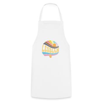 Vintage Lesbian Pride Month - Groovy LGBT Gay - Cooking Apron - white - Front - AI Model Male 185 dark (185cm)
