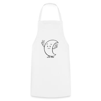 Moon Comic 01 - Cooking Apron - white - Front - AI Model Male 185 dark (185cm)