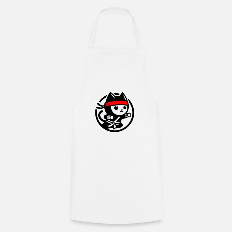 Chat ninja - Tablier de cuisine - blanc