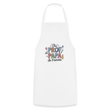 Elu prof et papa de l'année - Tablier de cuisine - blanc - Devant - AI Model Male 185 dark (185cm)