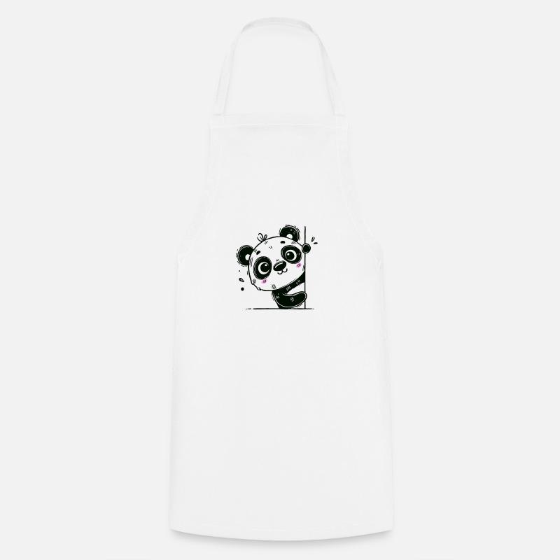 Cute panda looking around the corner - Cooking Apron - white