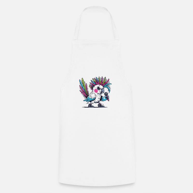 Cacatoès punk avec mohawk - Tablier de cuisine - blanc
