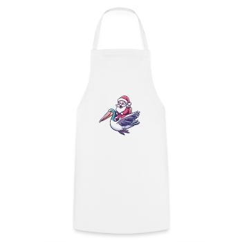 Pelikan Vogel Weihnachtsmann Cartoon - Kochschürze - Weiß - Vorne - AI Model Male 185 dark (185cm)