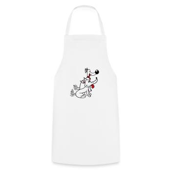 2 Dogs Team Two Friends Tail Wiggle Crew - Cooking Apron - white - Front - AI Model Male 185 dark (185cm)