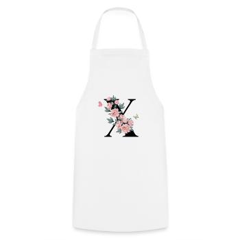 Letter x Pink Flowers - Cooking Apron - white - Front - AI Model Male 185 dark (185cm)