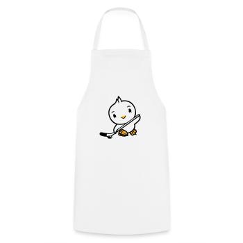 Bird Playing Hockey Sport Puck Stick Hobby - Cooking Apron - white - Front - AI Model Male 185 dark (185cm)