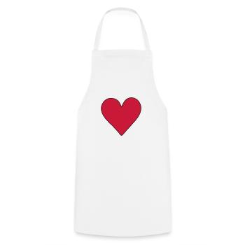 red heart - Cooking Apron - white - Front - AI Model Male 185 dark (185cm)