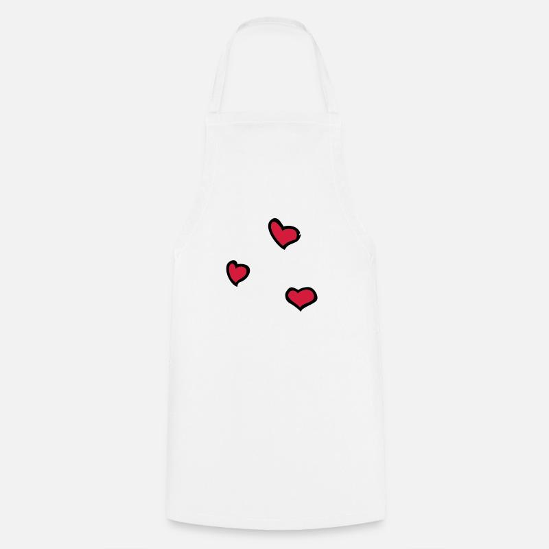 Herzen, Hearts, Liebe - Kochschürze - Weiß