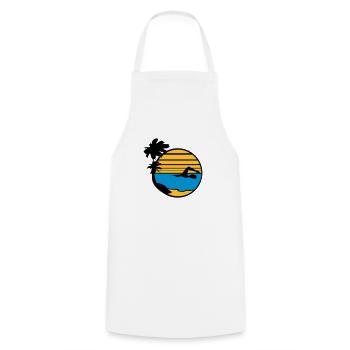 palmen insel urlaub ferien sonne strand schwimmen - Kochschürze - Weiß - Vorne - AI Model Male 185 dark (185cm)