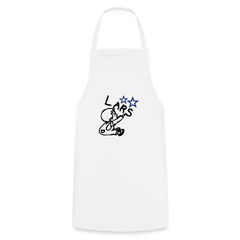 naam lars © - Cooking Apron - white - Front - AI Model Male 185 dark (185cm)