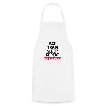Eat train sleep repeat - No excuses - Cooking Apron - white - Front - AI Model Male 185 dark (185cm)