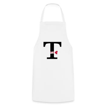 Capital letter T with hearts - Cooking Apron - white - Front - AI Model Male 185 dark (185cm)