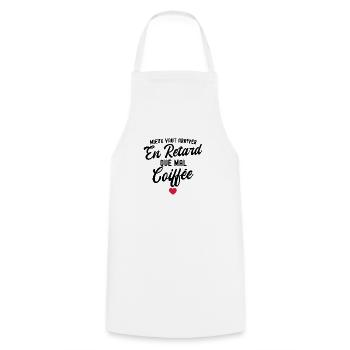 mieux vaut arriver en retard que mal coiffée - Tablier de cuisine - blanc - Devant - AI Model Male 185 dark (185cm)