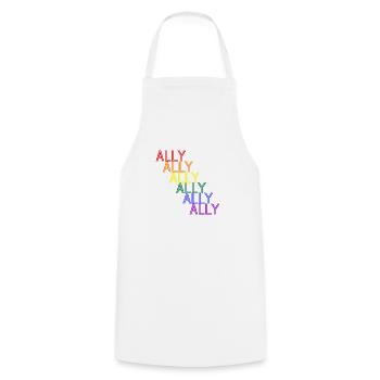 ALLY for LGBTQIA+ allies rainbow queer typography - Cooking Apron - white - Front - AI Model Male 185 dark (185cm)