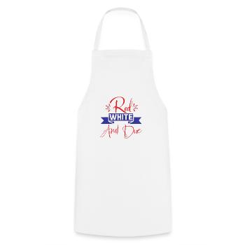 Red white and due - Cooking Apron - white - Front - AI Model Male 185 dark (185cm)