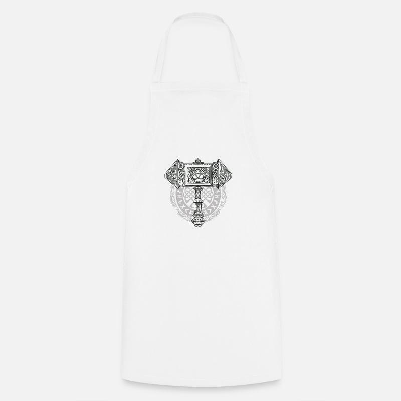 Wikinger Symbol Nordisch Thor Raben Hammer Mjölnir - Kochschürze - Weiß