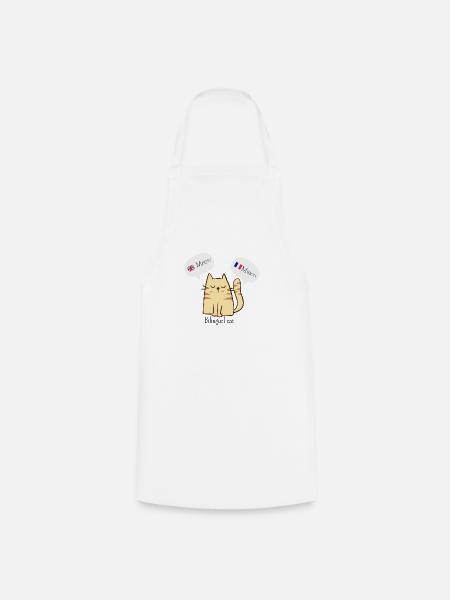 Bilingual cat | Bilingual French/English chat - Cooking Apron - white