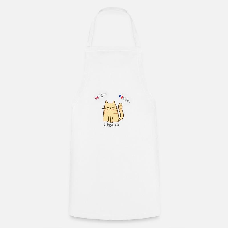 Bilingual cat | Bilingual French/English chat - Cooking Apron - white