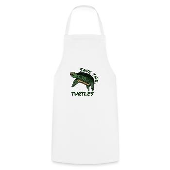 Save the turtles Help quote Environment Plastic - Cooking Apron - white - Front - AI Model Male 185 dark (185cm)