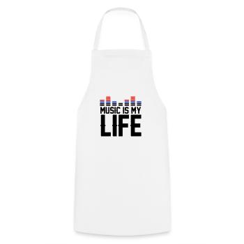 Music is my Life - Kochschürze - Weiß - Vorne - AI Model Male 185 dark (185cm)