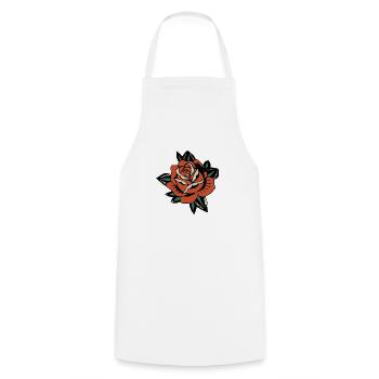 pink flower leaf 403 A - Cooking Apron - white - Front - AI Model Male 185 dark (185cm)