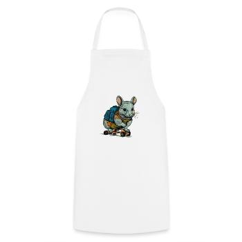 The Chinchilla Mouse skates with his skateboard - Cooking Apron - white - Front - AI Model Male 185 dark (185cm)