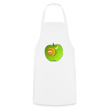Funny caterpillar in a green apple - Cooking Apron - white - Front - AI Model Male 185 dark (185cm)