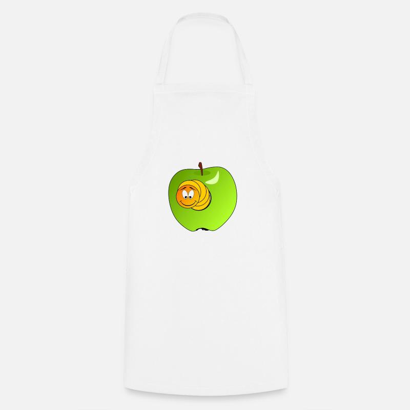 Chenille drôle dans une pomme verte - Tablier de cuisine - blanc