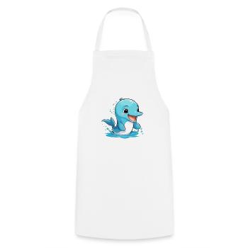 Hero the dolphin - Cooking Apron - white - Front - AI Model Male 185 dark (185cm)
