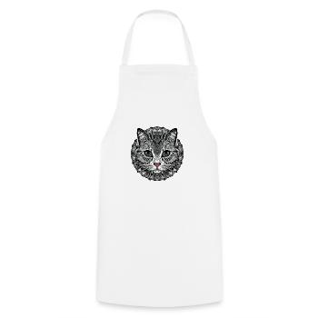 CHAT STYLISÉ MANDALA TRUFFE ROSE - Tablier de cuisine - blanc - Devant - AI Model Male 185 dark (185cm)