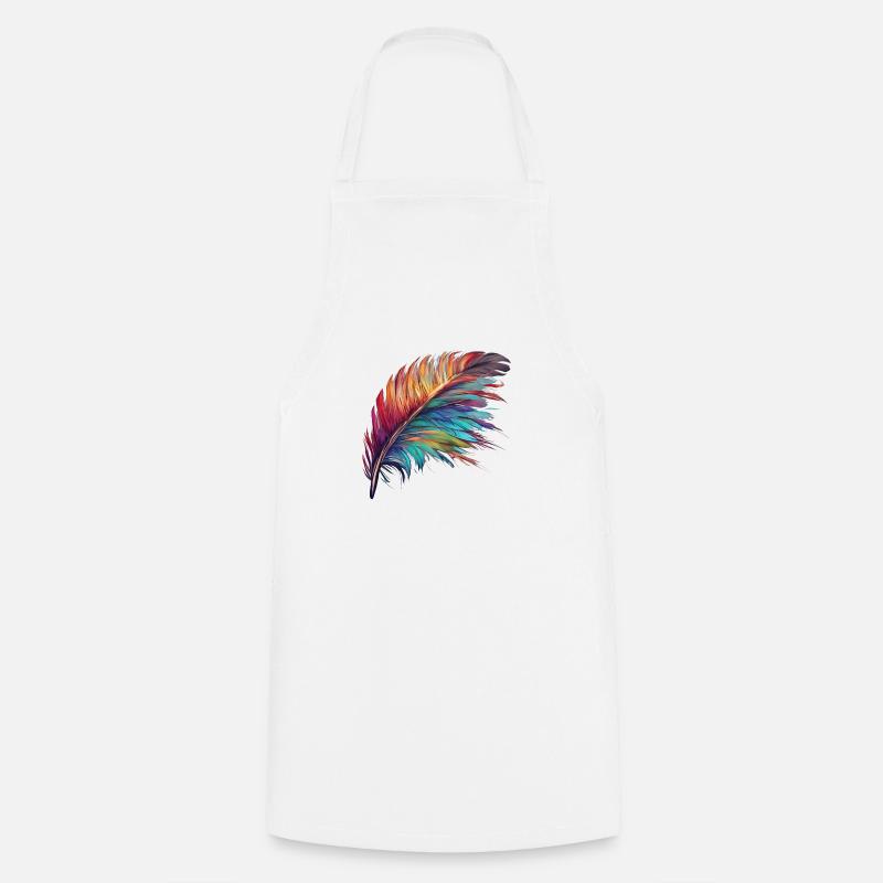 Feather clorful - Cooking Apron - white