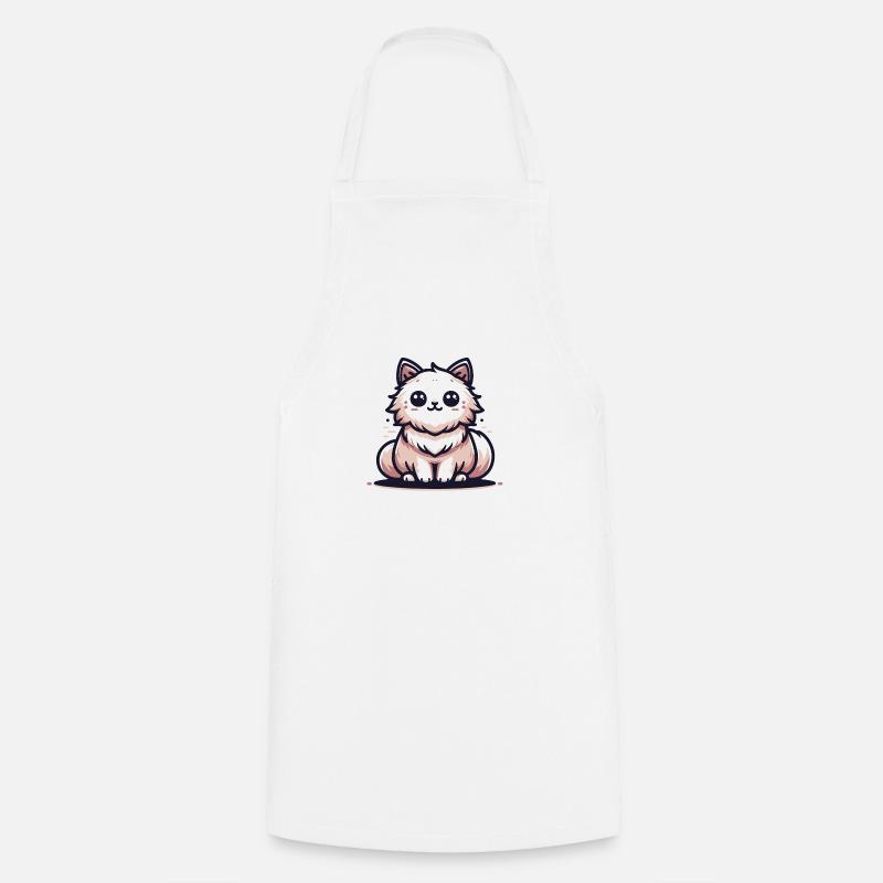 Sitting Cat - Cooking Apron - white