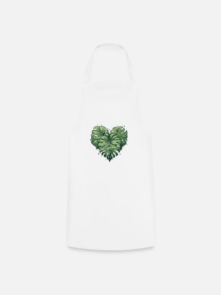 Monstera Herz Blatt Pflanzen Variegata Liebe Plant - Kochschürze - Weiß