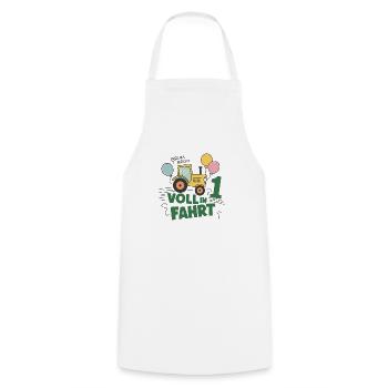 Cool Tractor 1st Birthday: Best Selling Gift! - Cooking Apron - white - Front - AI Model Male 185 dark (185cm)