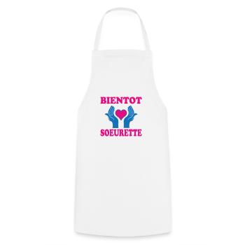 SOON TO BE A SISTER - Cooking Apron - white - Front - AI Model Male 185 dark (185cm)