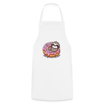 Paresseuse avec Donus, paresseux d’amour - Tablier de cuisine - blanc - Devant - AI Model Male 185 dark (185cm)